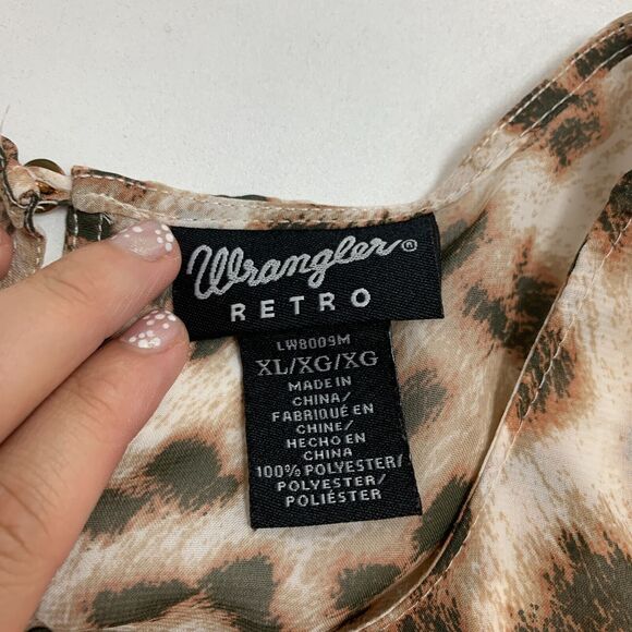 Wrangler Retro Blouse Womens XL Extra Large Cheetah Sheer Ruffle Tiered Sleeve - Picture 10 of 15